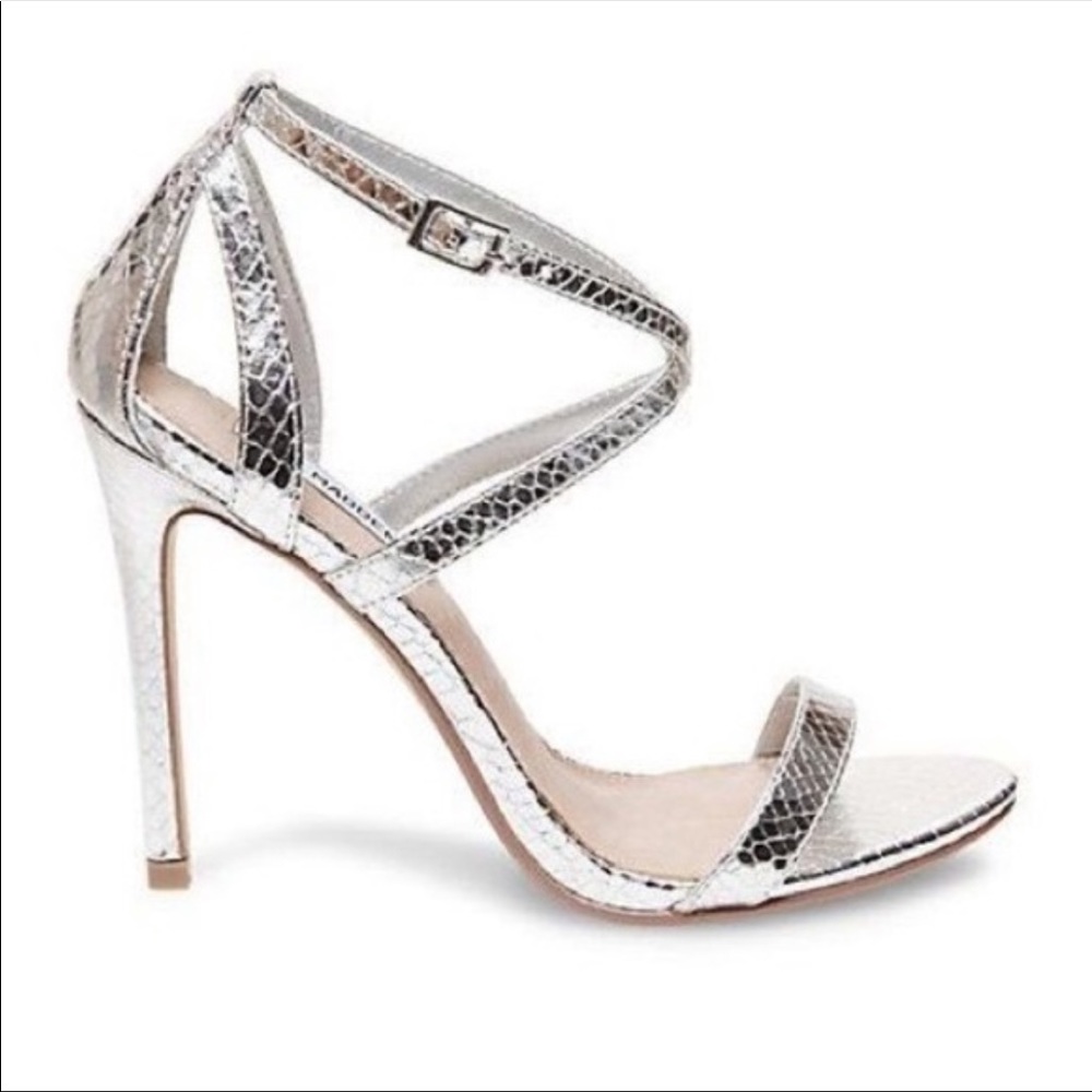 Steve Madden Silver snakeskin heels